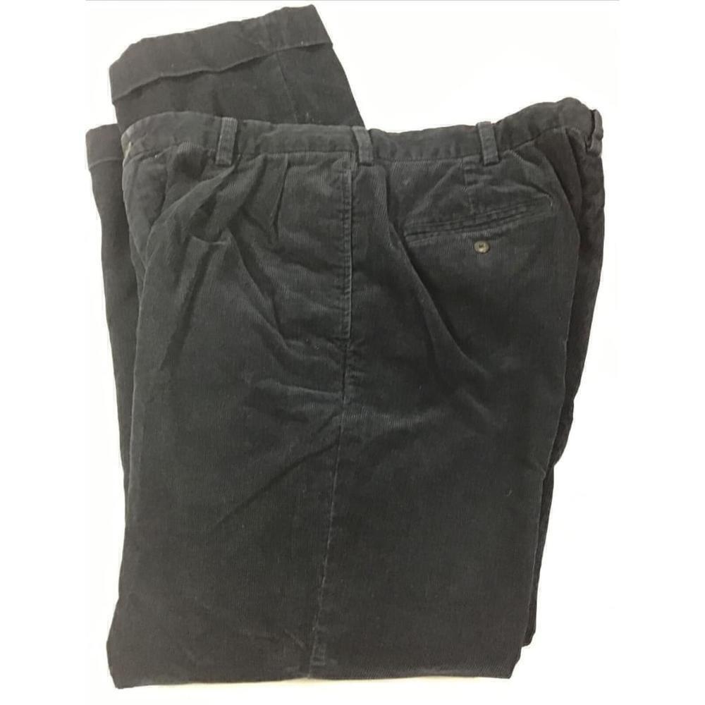 Polo Ralph Lauren Dark Navy Blue Hammond Corduroy Pants Pleated Cuffed Sz 36x30